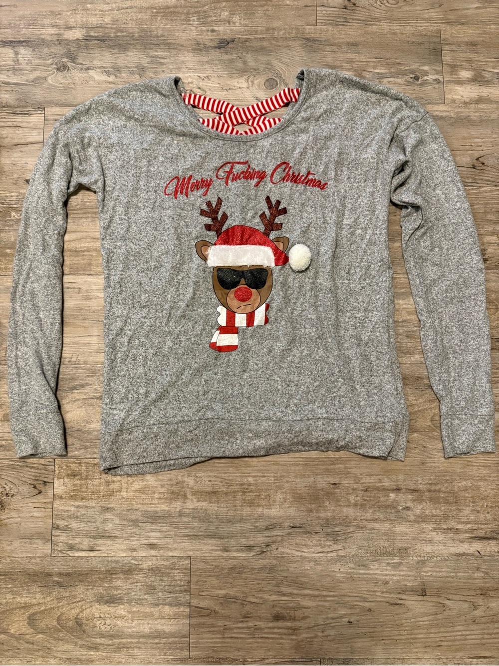 Spencer's Heather Gray Reindeer Pullover with Red Accent